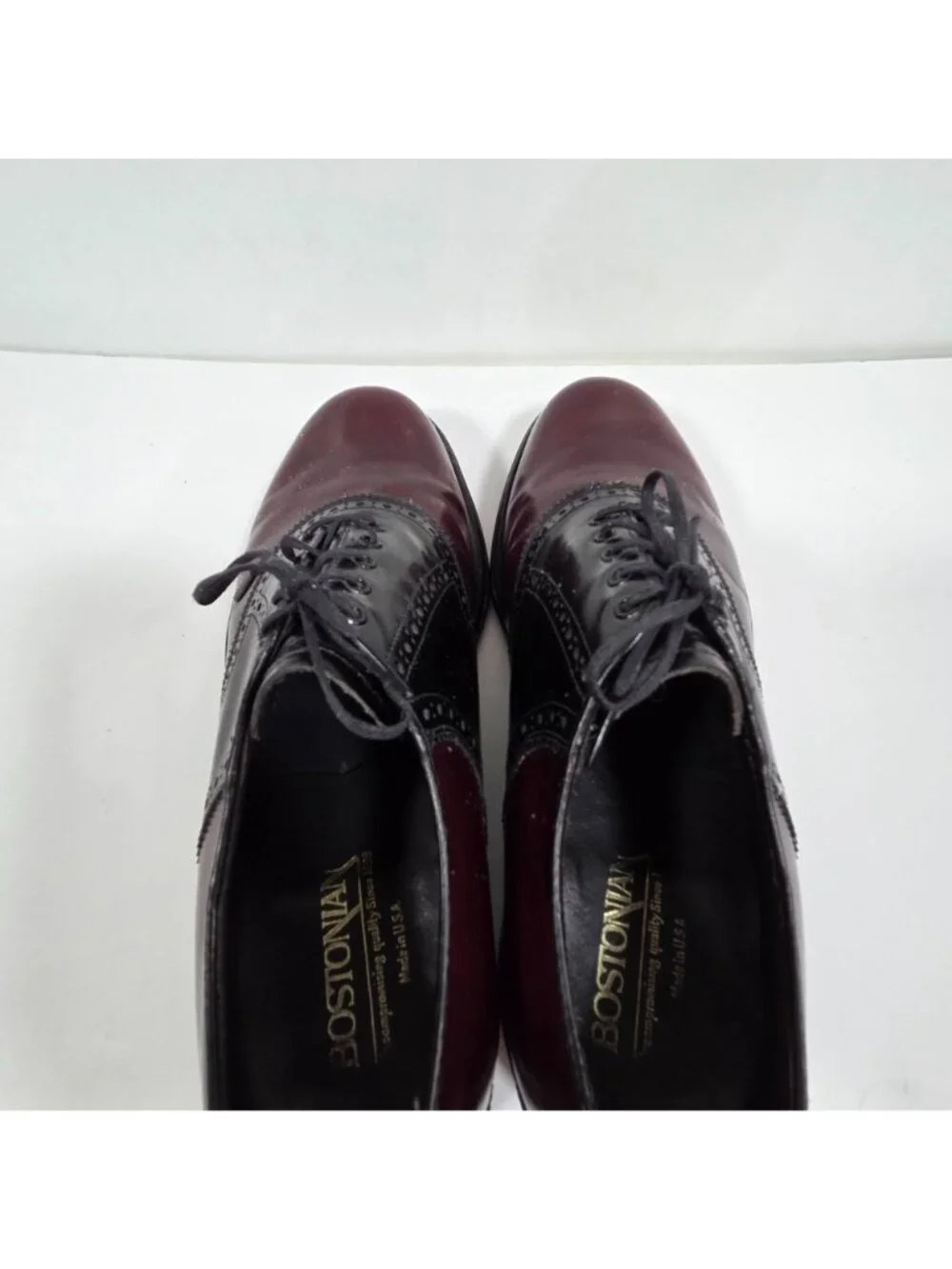 Bostonian Men’s Saddle Oxford Dress Shoes Brown Burgundy Black Leather Lace Up S - Picture 5 of 9